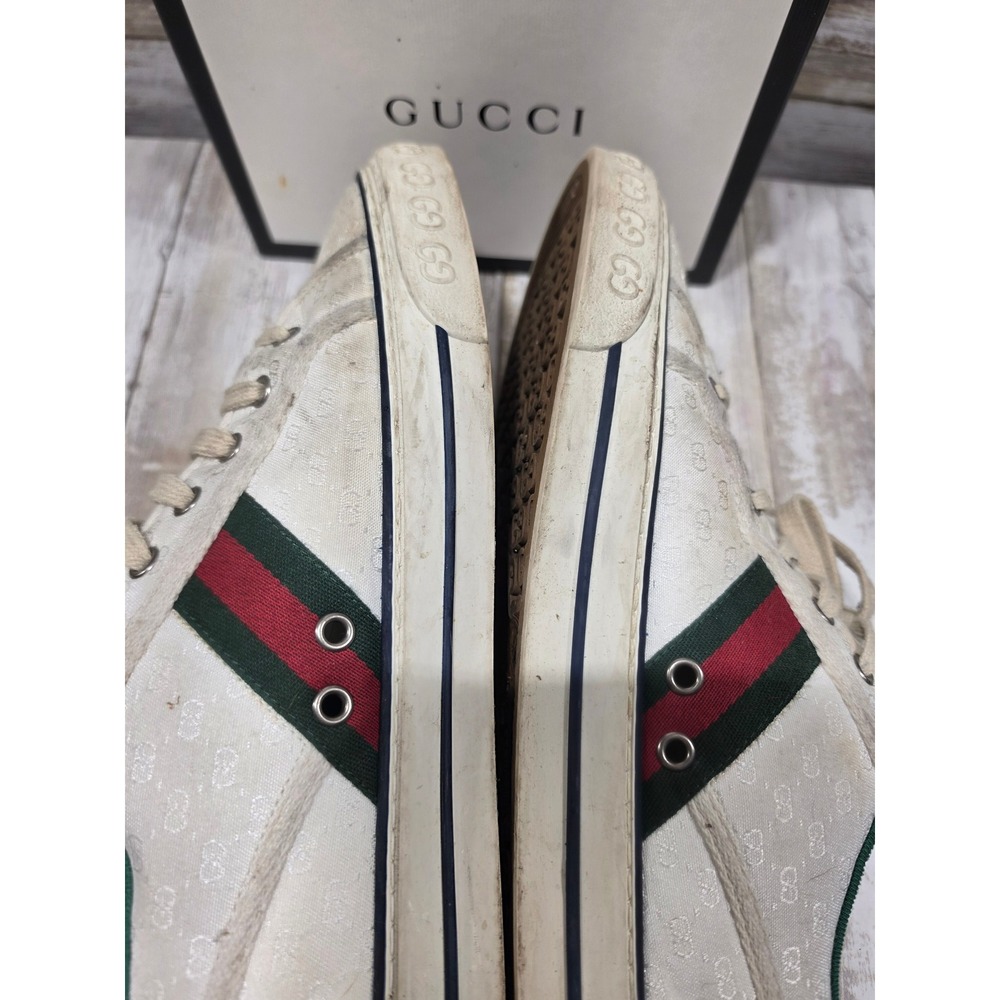 Gucci Tennis 1977 Low Top Sneakers Off White GG Mignon Canvas Web Stripe 11 READ - Picture 12 of 16